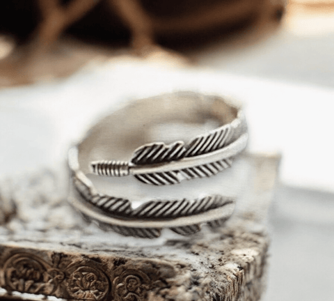 Sterling Silver Feather Cuff Ring