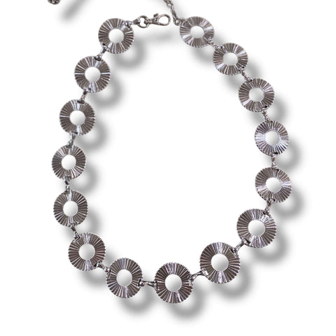 Silver Textured Cut Out Metal Link Belt adjustable chain belt