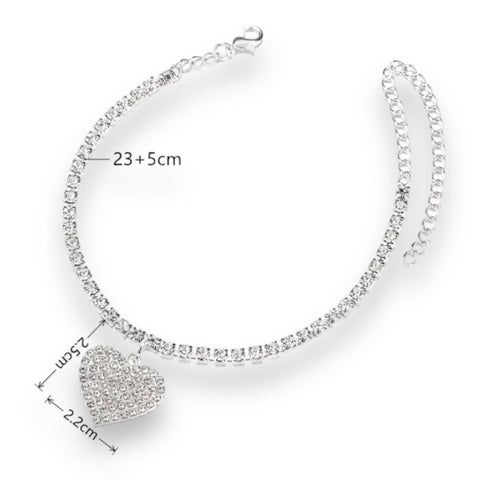 Silver Prong Set White Faceted Rhinestones Tennis Bracelet Anklet -One Size-Wild Time Fashion