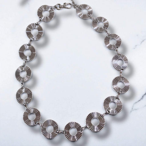 Silver Textured Cut Out Metal Link Belt year round waist belt