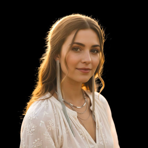 Industrial silver ultra long tassel earrings with layered chain dangles lightweight statement earrings