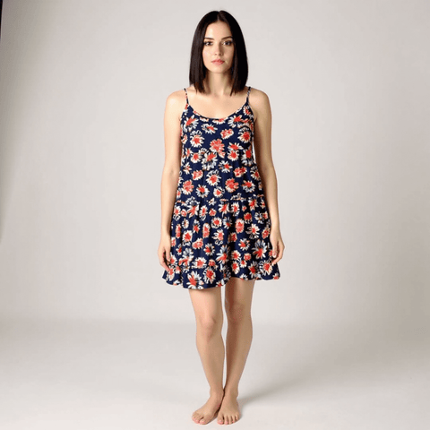 summer outfit styled with floral tiered mini dress