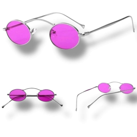 Bold unisex oval sunglasses in alternative punk style for festivals and raves.