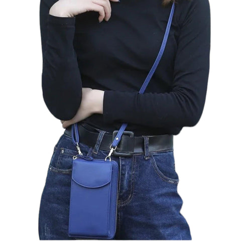 Women's Navy Blue Mini Crossbody Wallet Handbag - One Size - Wild Time Fashion