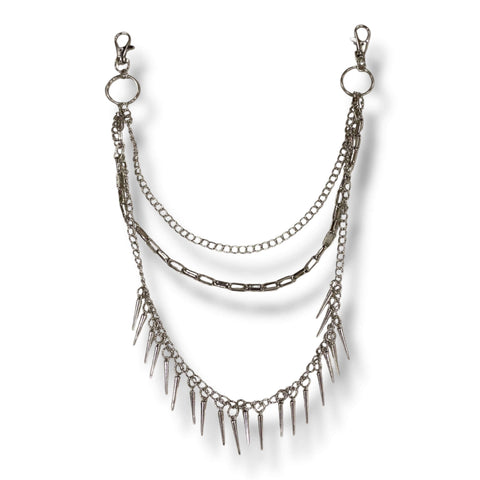 Multi-Layer Silver Pants Chains silver chunky chain pants chain - silver slim triple layer curb chain gothic and grunge 