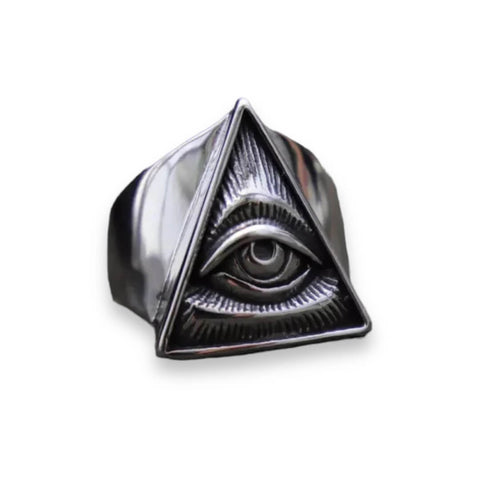 All Seeing Eye Pyramid Statement Ring