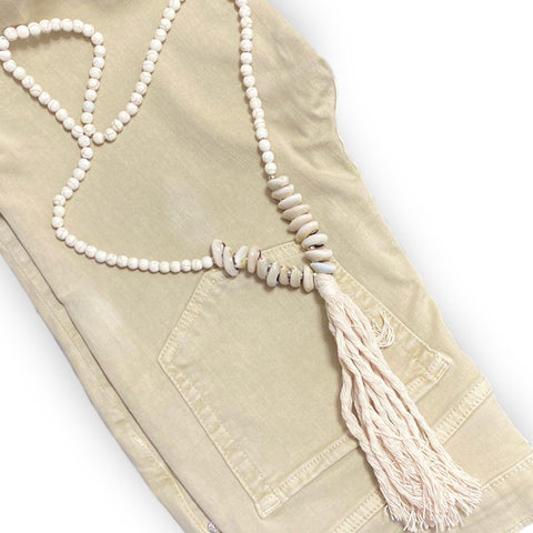 Howlite Stone and Seashell Tassel Necklace