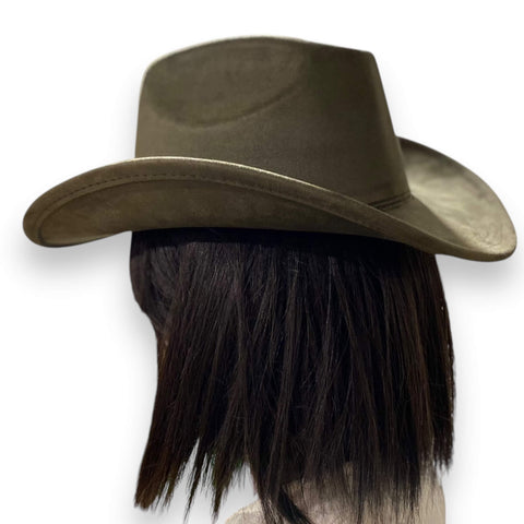 Wide Brim Suede Cowboy Hat Western faux olive green western style