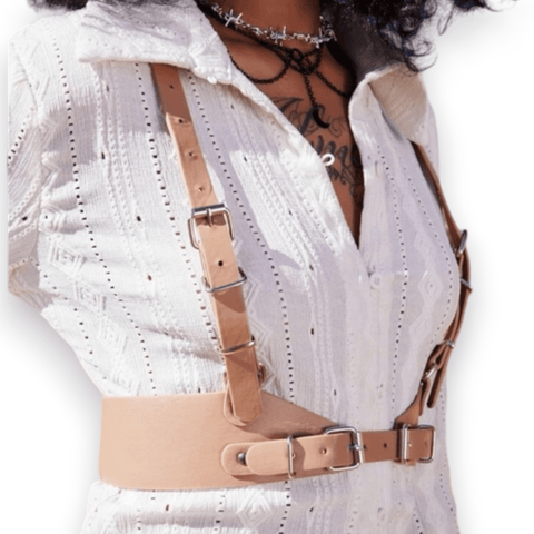 Ultimate Tan Adjustable Leather Body Harness Belt - S/M -Wild Time Fashion