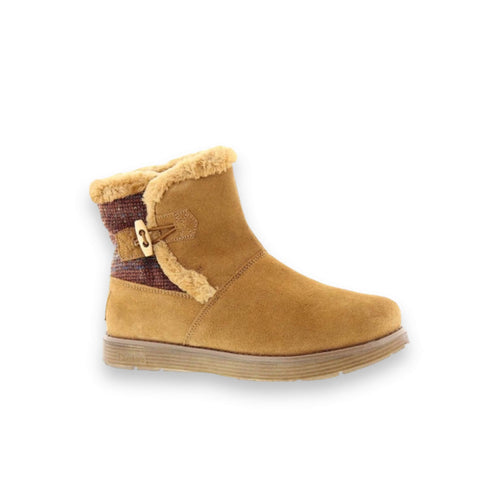 Rich Tan Suede Fur Lined Ankle Winter Boots