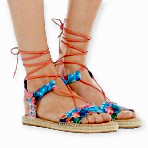 Tropical Espadrille Ankle Gladiator Sandals