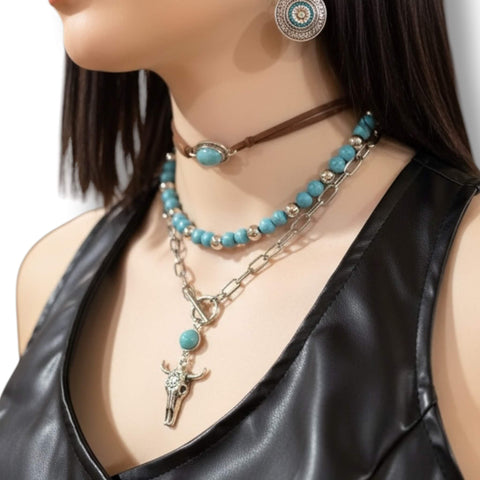 Women's Wild West Necklace Set 3pcs