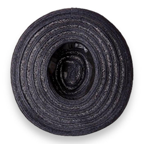 Navy blue wide brim straw sun hat with grosgrain ribbon band for summer beachwear and sun protection