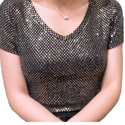 Gold Sequin Glam T-Shirts for women