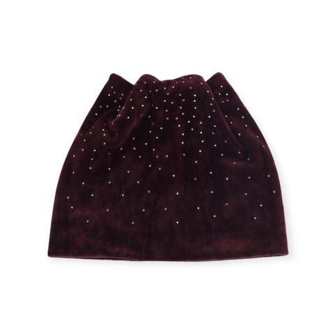 Maroon Velour Studded Thick Winter Beanies