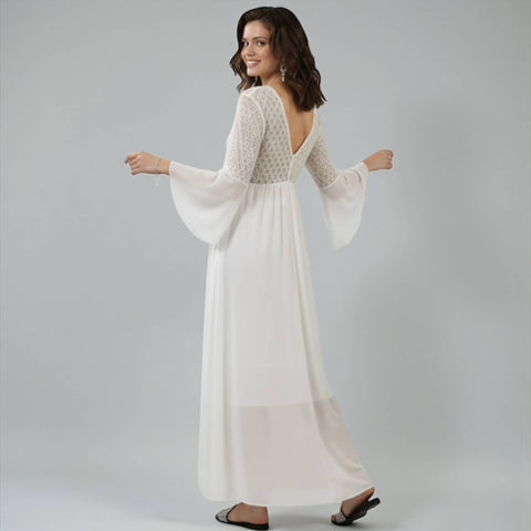 White Flowy Long Beach Dress