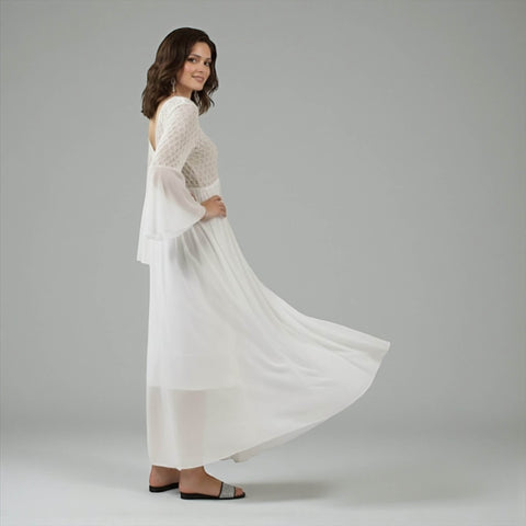 White Flowy Long Beach Dress