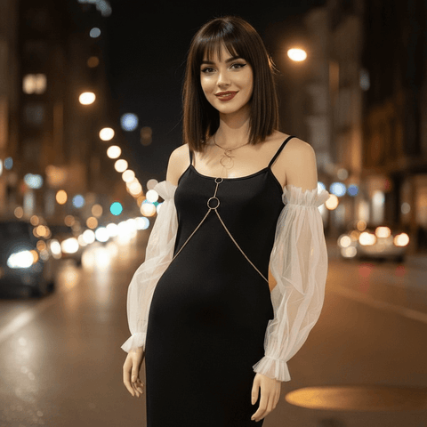 Sheer Tulle Puff Sleeve Arm Covers white adjustable 