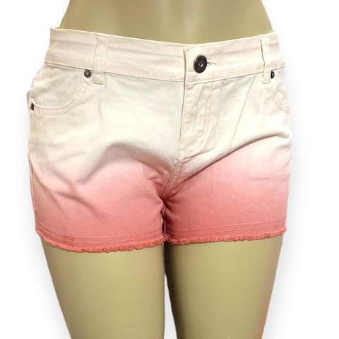 Mid Rise Two Tone Cut Off Jean Shorts