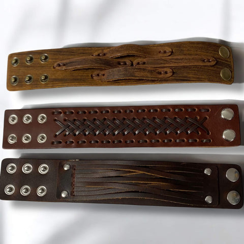 Handcrafted Leather Weaved Cuff Bracelets