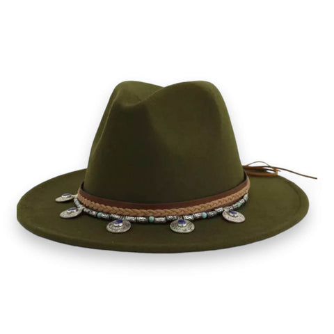 Boho Western Tribal Concho Fedora Hat - Wild Time Fashion