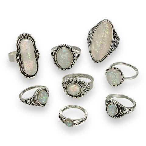 Boho Moonstone Ring Set of 8 - Wild Time Fashion
