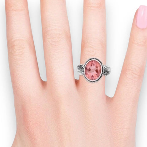 Pink Morganite Sterling Silver Ring