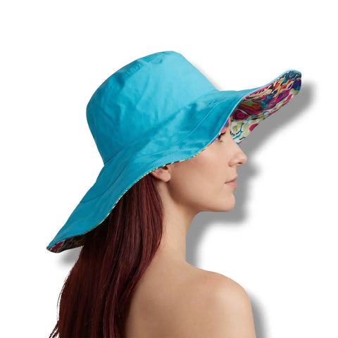 Reversible Colorful Wide Brim Summer Sun Hat - Sun Hats
