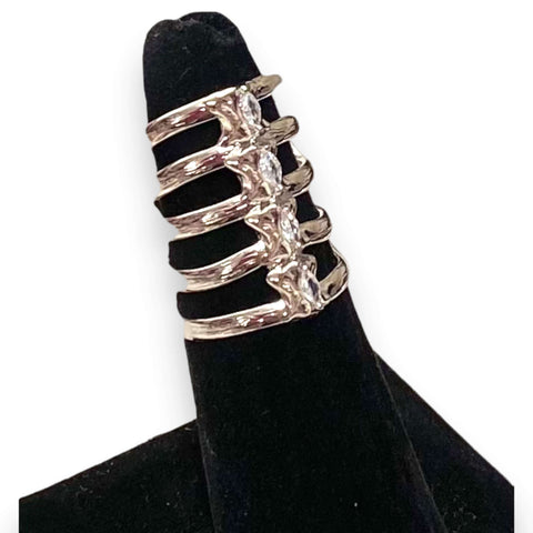 Silver Rib Caged Statement Ring