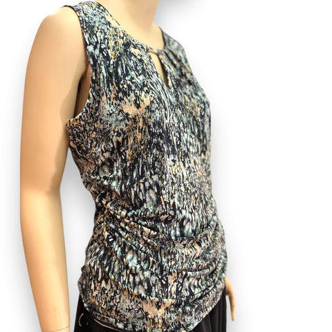 Multicolor Cut-Out Sleeveless Blouse