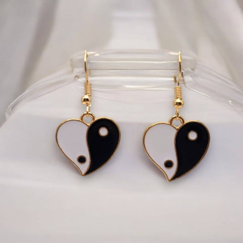 Yin Yang Heart Drop Earrings