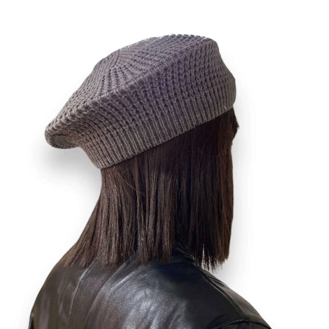 all season slouchy crochet knit beret tall crown adjustable fit dreadlock friendly in beige gray or white acrylic streetwear headwear