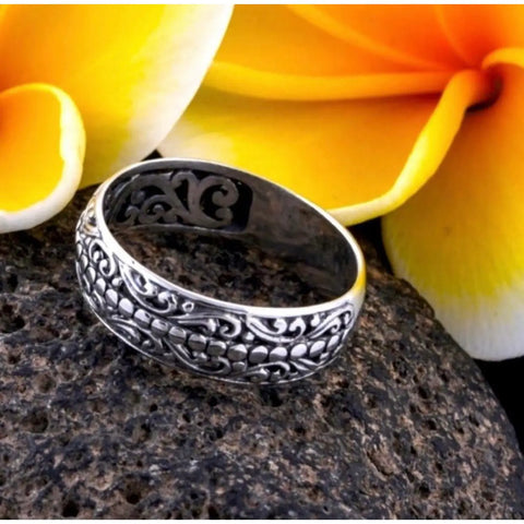 Bali Sterling Silver Engraved Band Ring