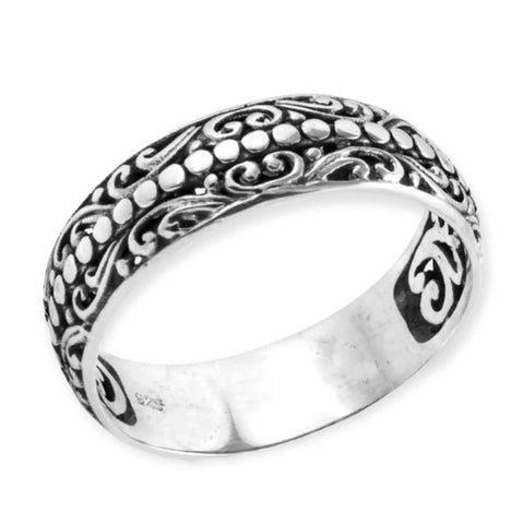 Bali Sterling Silver Engraved Band Ring