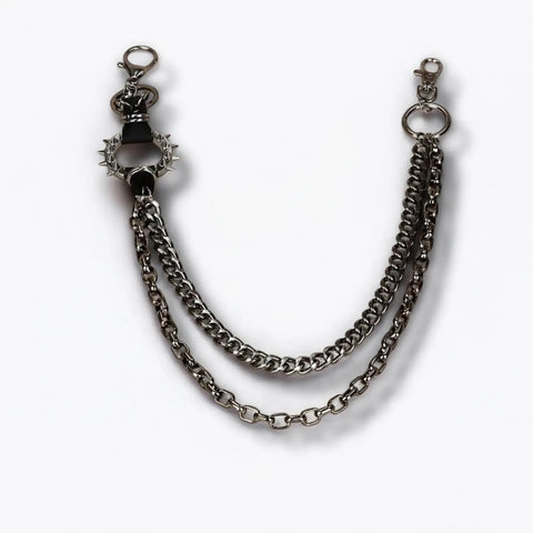 Black Chunky Layered Pants Chains Spiked o-ring design, perfect for goth, grunge, to streetwear  accessory!