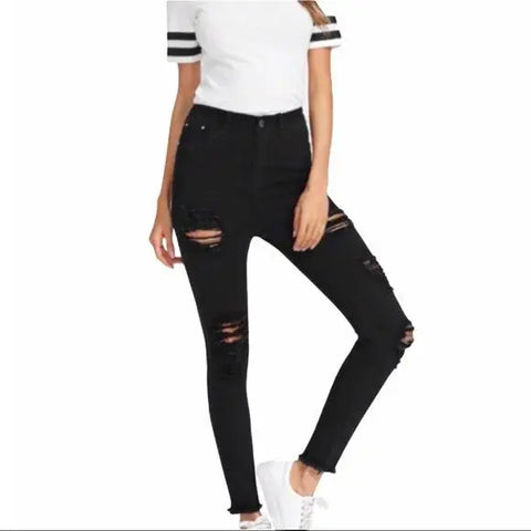 Black Distressed Skinny Jeans