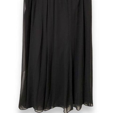 Black Flowy Chiffon Midi Skirt pull on elastane waist a-line tulle plus size 2X