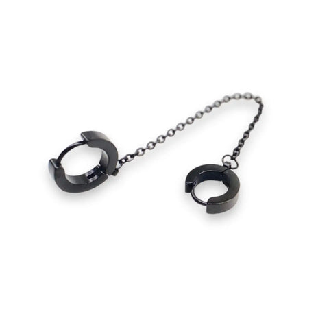 Black Handcuff Chain Hoop Earrings unisex style one size for all 
