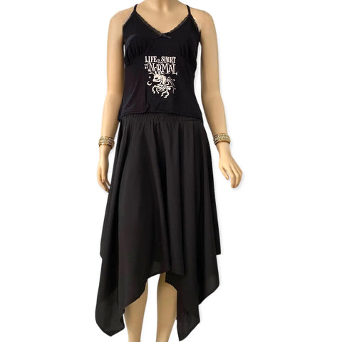 Black Hi-Low Midi Skirt