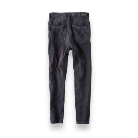 Black High Waist Denim Straight Leg Jeans with rigid no-stretch fit, high 11.75" rise, and straight leg style