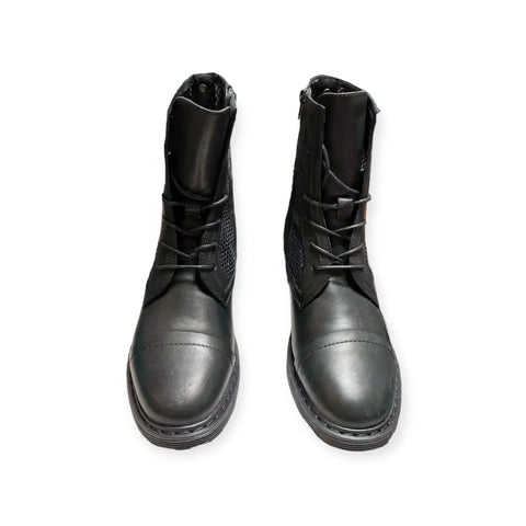 Black Leather Metallic Mesh Boots women's cult size 9 mid height boots