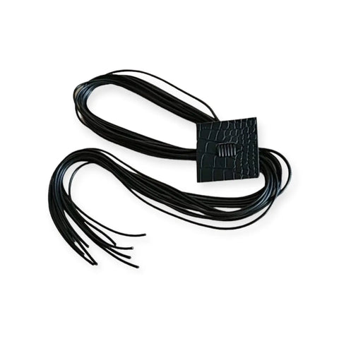 Black Leather Tassel Statement Necklace