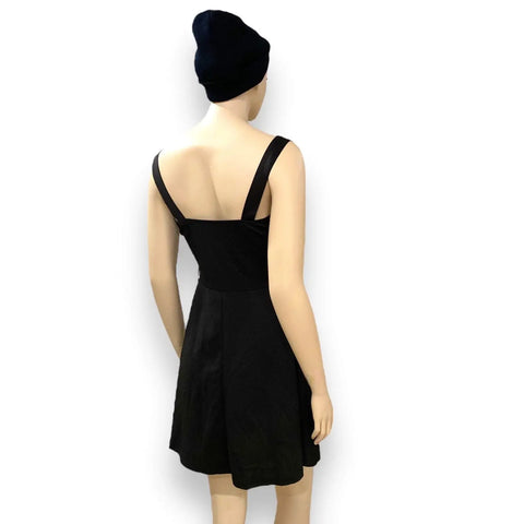 Goth Black Mini Dress Wide Belt & Pants Chain backside of dress no belt worn