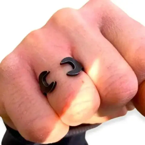 Black Open Moto Wrench Ring 