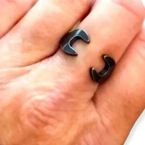 Black Open Moto Wrench Ring 