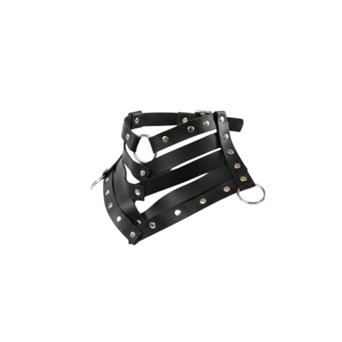 Black Multi Straps Studs Wide Collar Necklace osfm