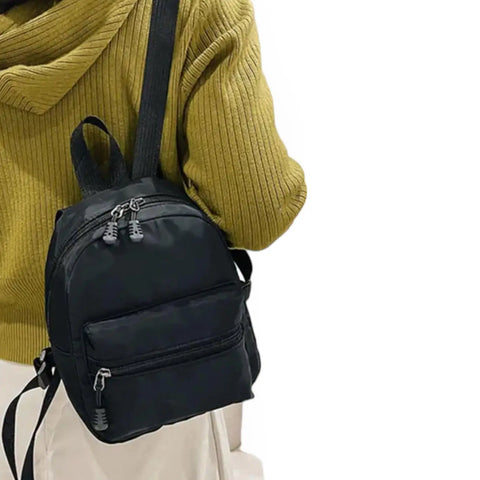 Back in Black Nylon Mini Backpack Shoulder Bag - Wild Time Fashion