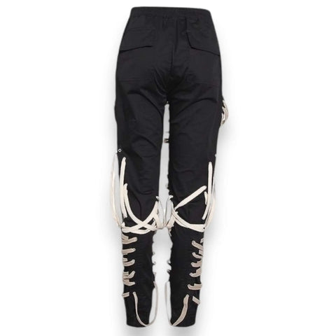 Black Off-White Wide Lace Strap Joggers