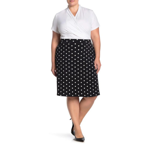 Black Polka Dots Knee Length Skirt