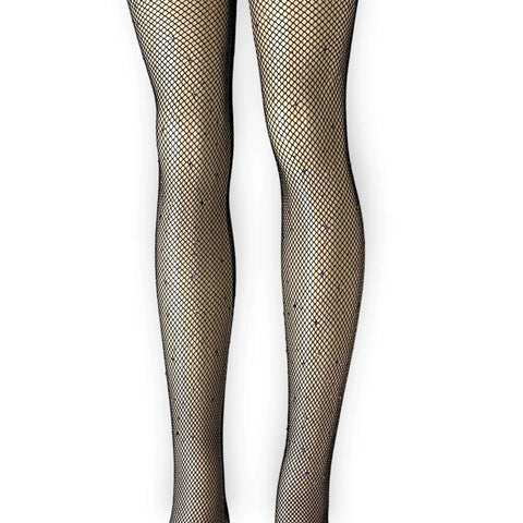 Black Rhinestone Fishnets Tights